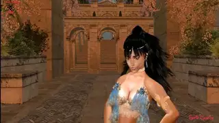 فتاة خيالية زرقاء راقصة شرقية في الثلاثي السلطان مع بي بي سي والجنس المتشددين